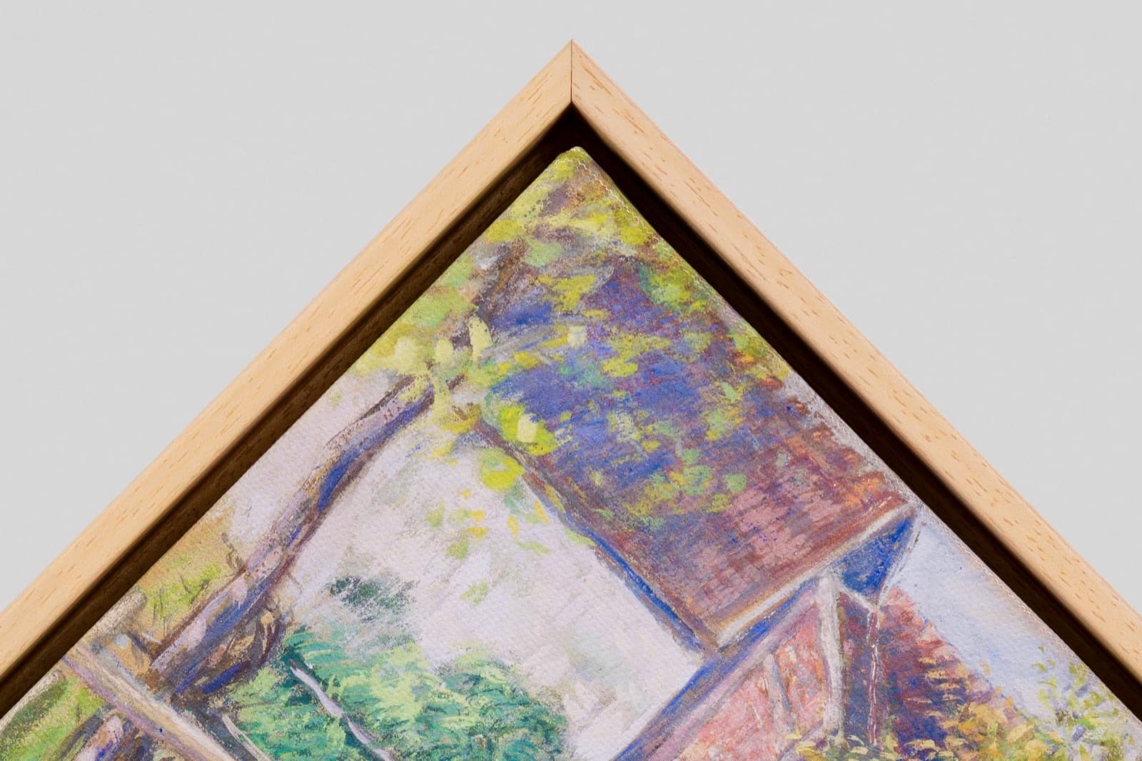 Glossy light brown pine float, corner sample